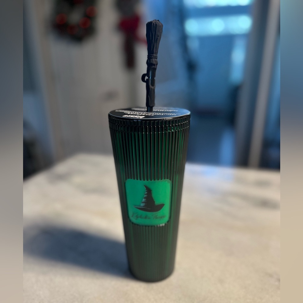 Starbucks Limited Edition WICKED Elphaba’s glow in dark tumbler w broom straw